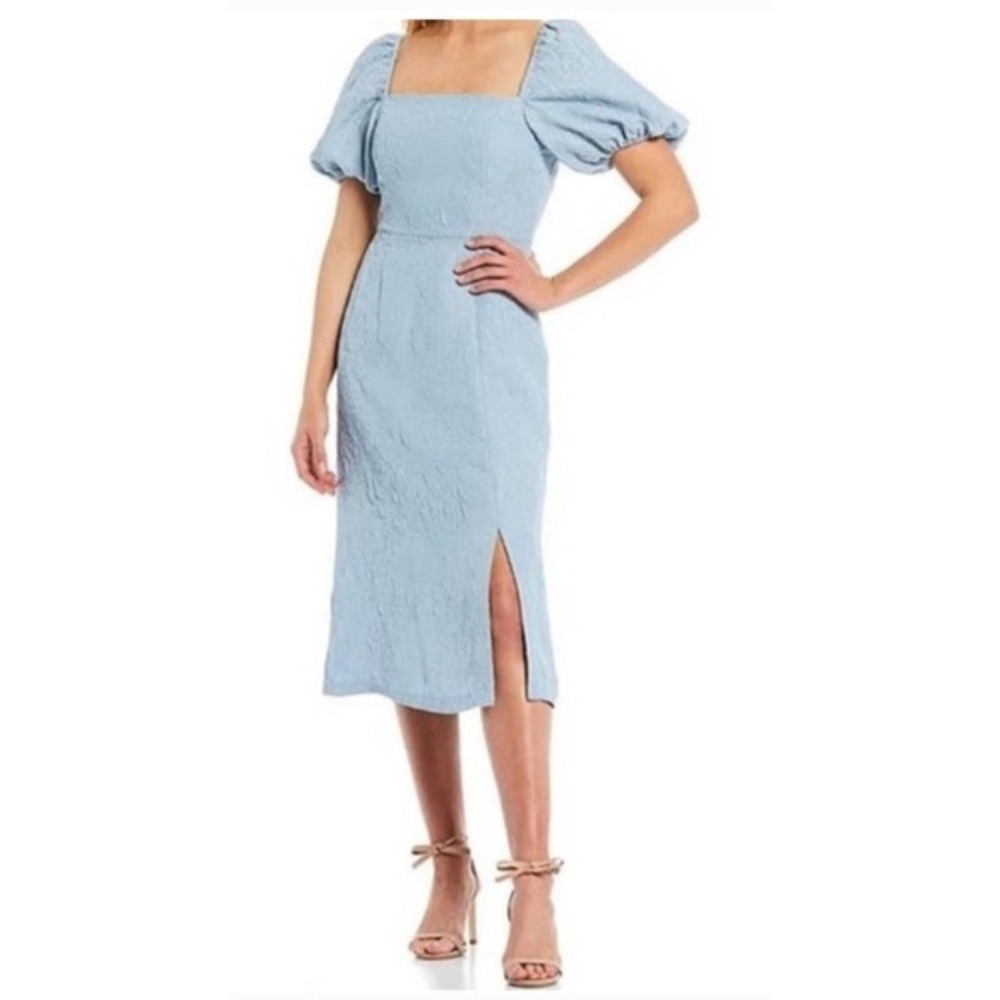 Sachin & Babi x Dillard's Blue Floral Jacquard Puff Sleeve Midi Dress S21D26D 10